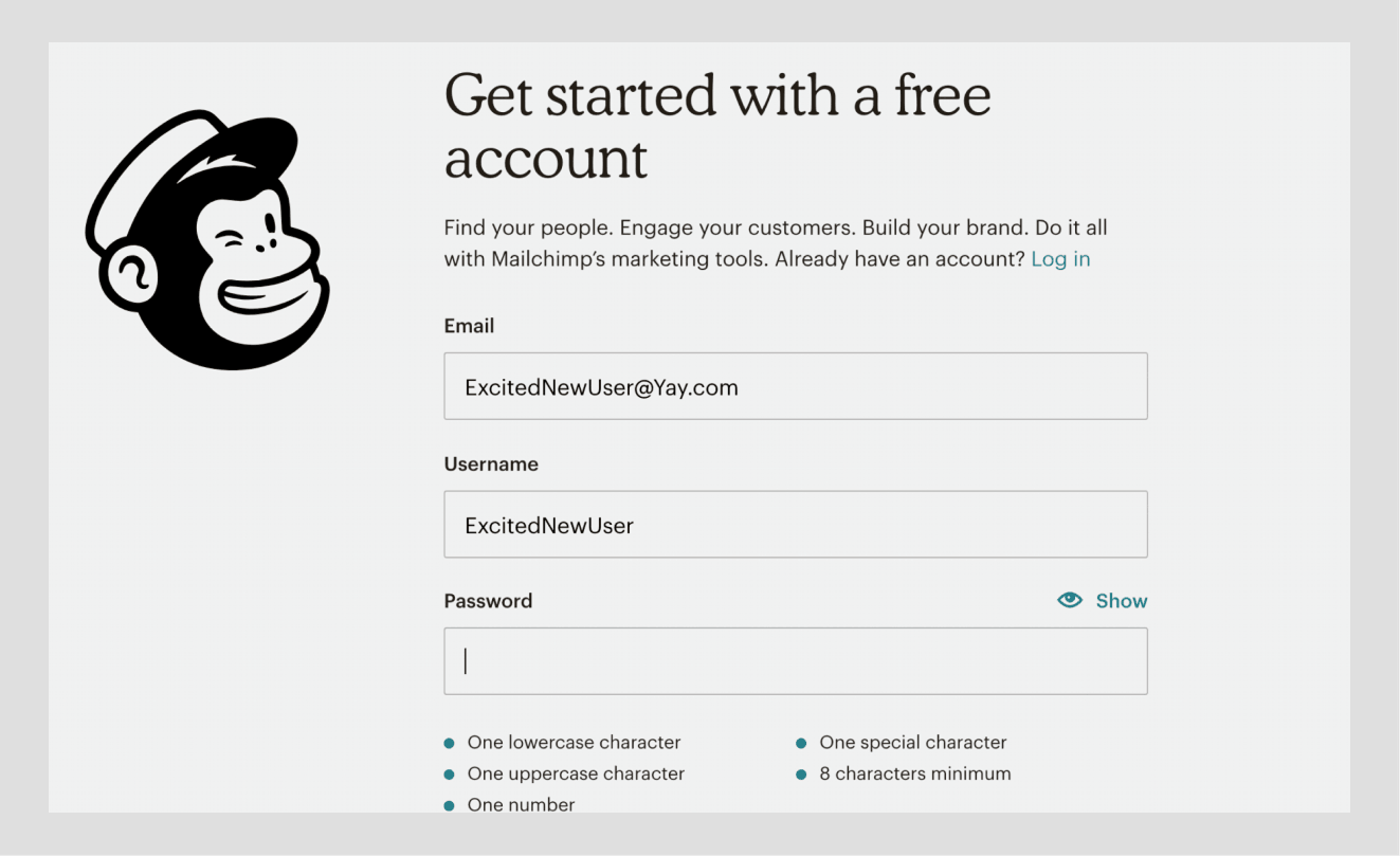Mailchimp UX Design examples