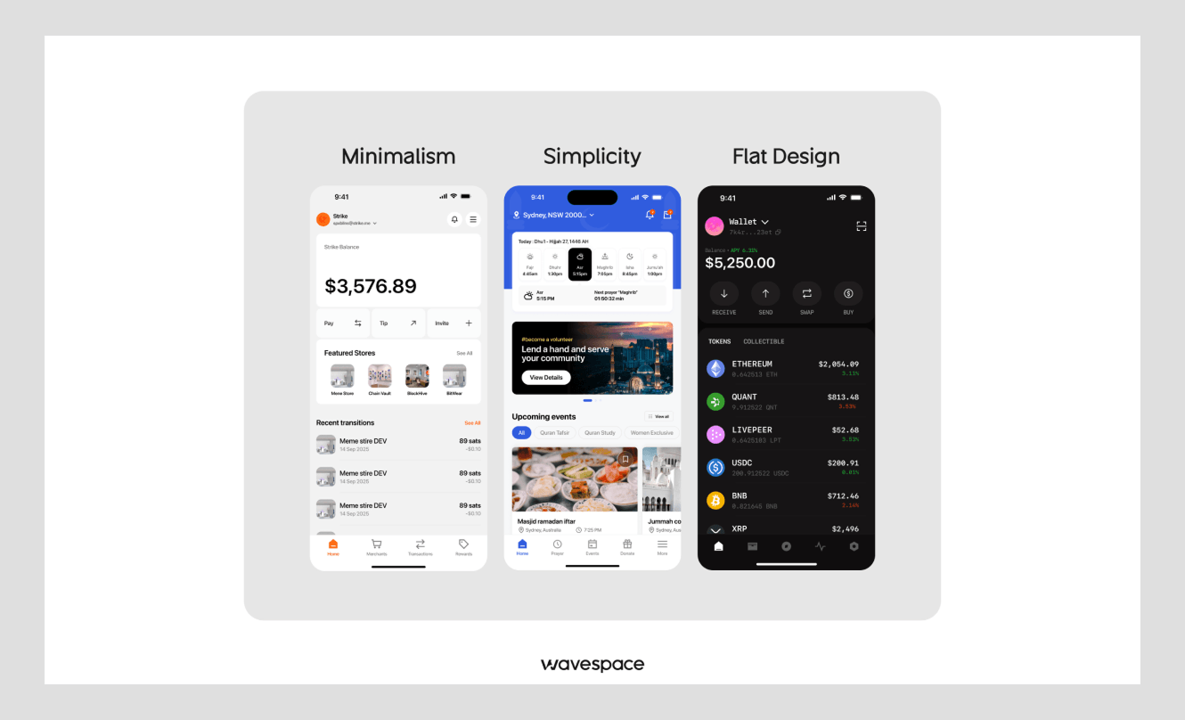 Minimalism vs simplicity vs flat design mobile UI