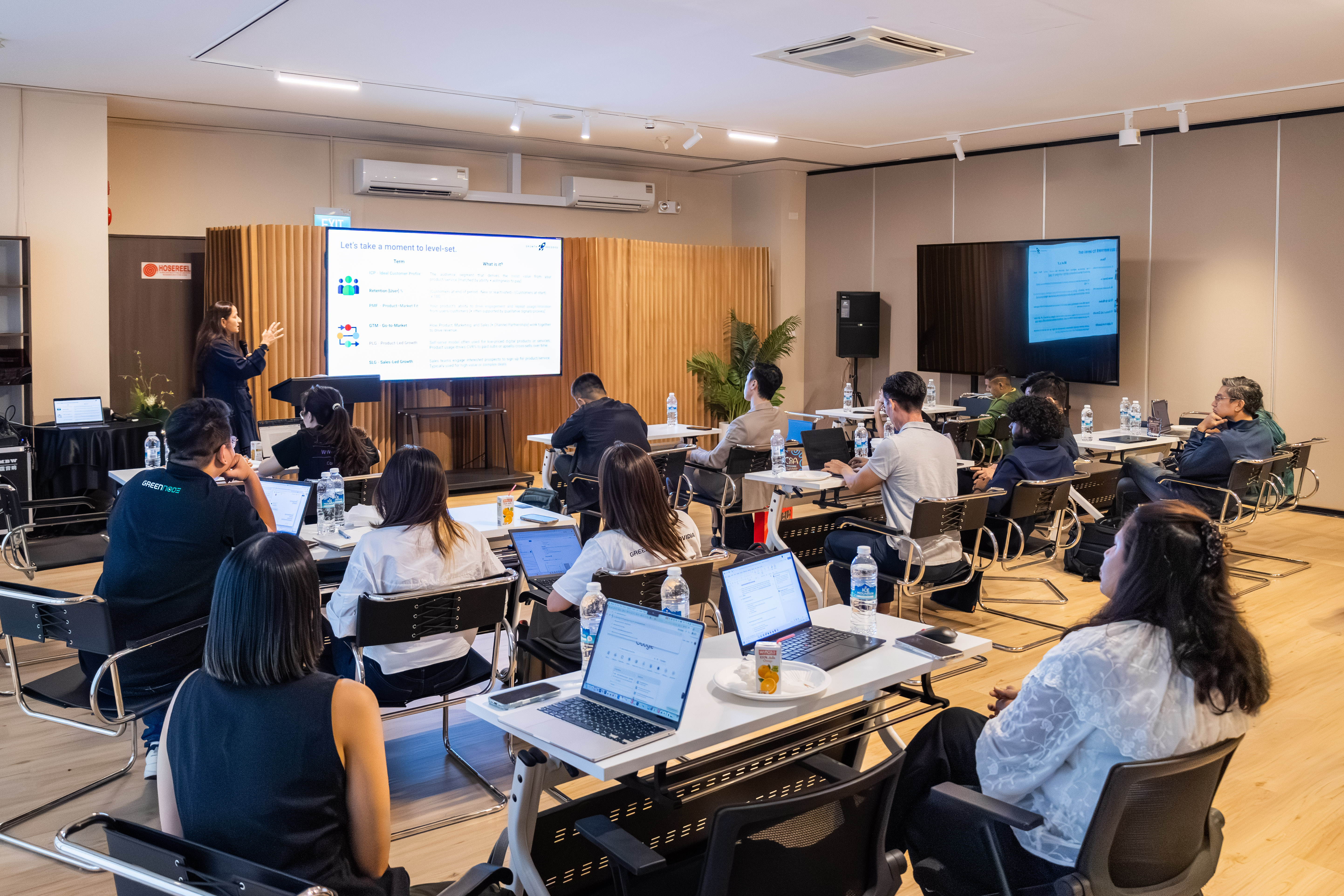 Priyanka Nath leading a GTM masterclass for a room of founders