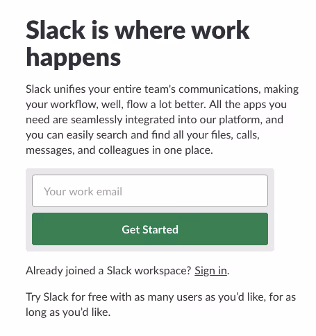 Slack Signup