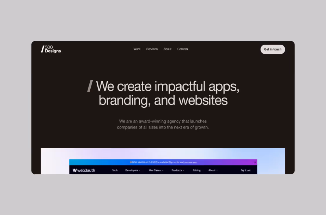 500 design homepage