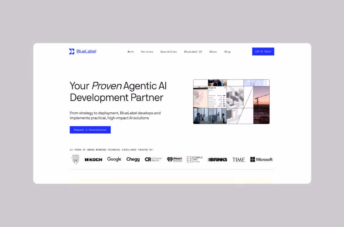 BlueLabel homepage