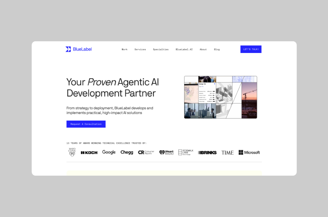 BlueLabel homepage