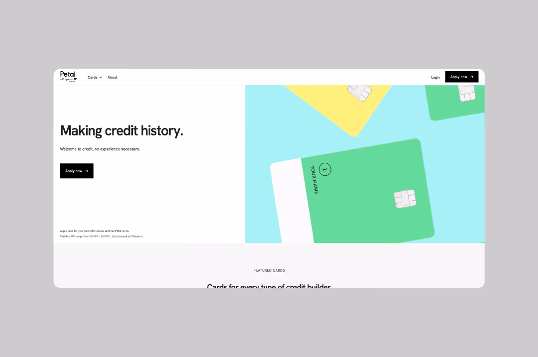Petalcard.com homepage