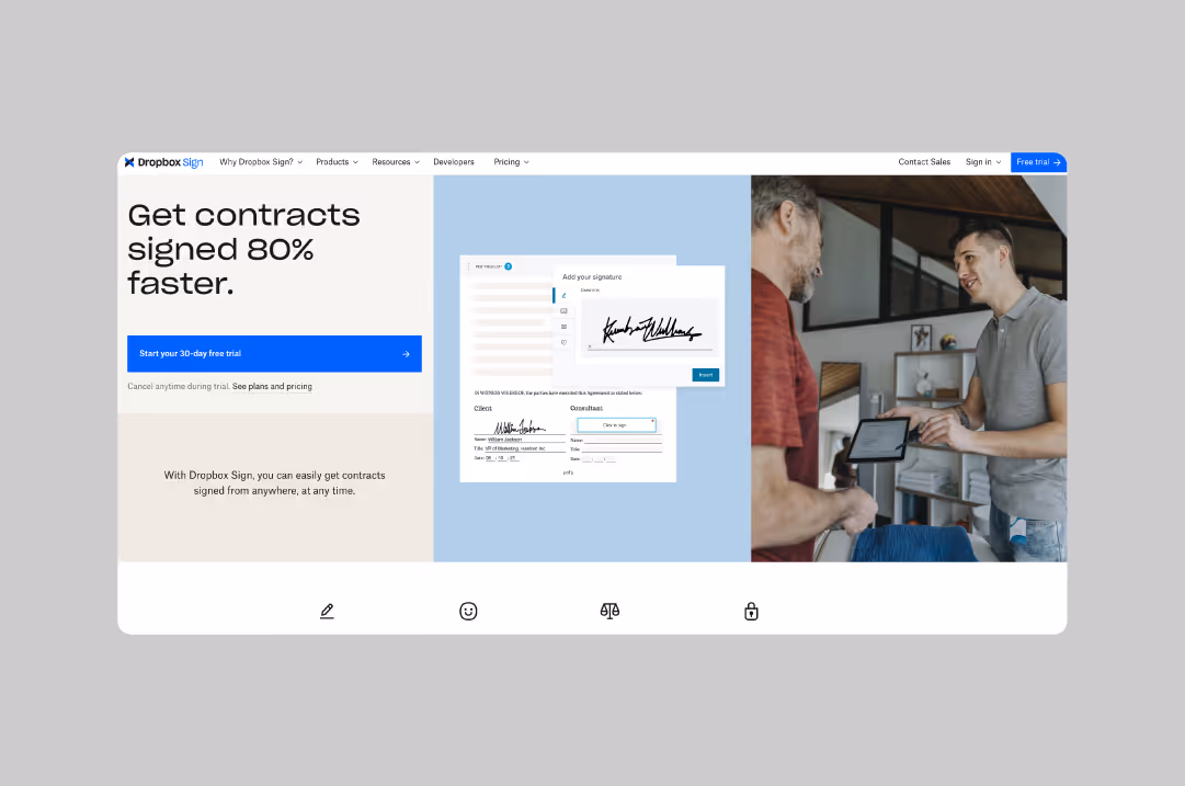 Dropbox Sign homepage