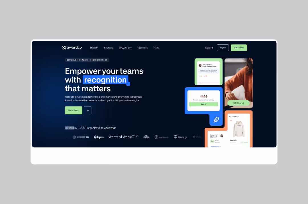 Awardco.com homepage