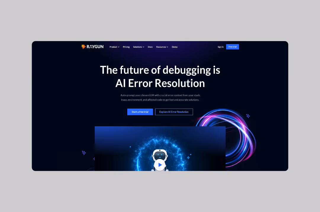Raygun.com homepage