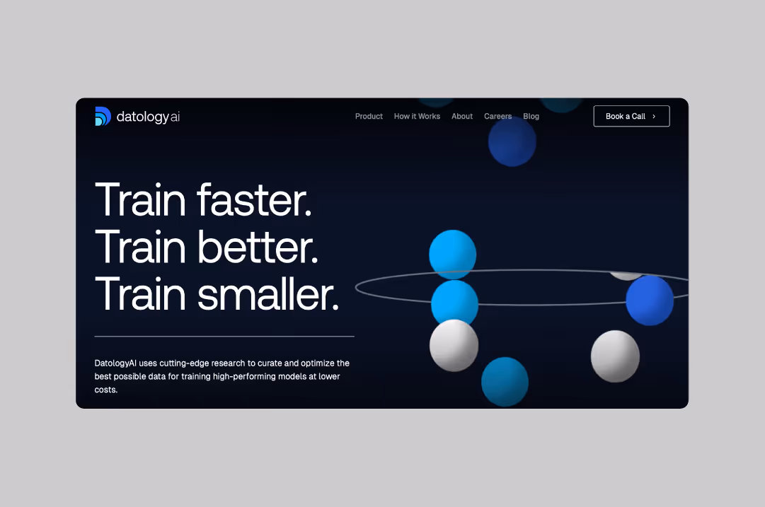 Datology.ai homepage.