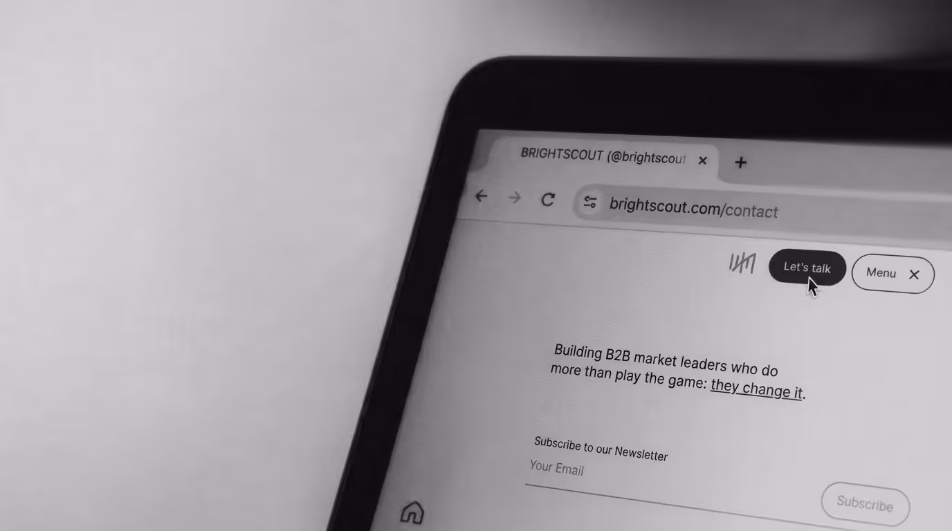 B2B web design firm website contact page displayed on tablet device