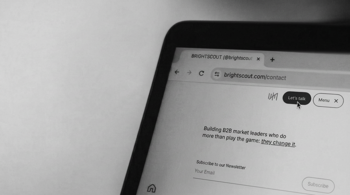 B2B web design firm website contact page displayed on tablet device