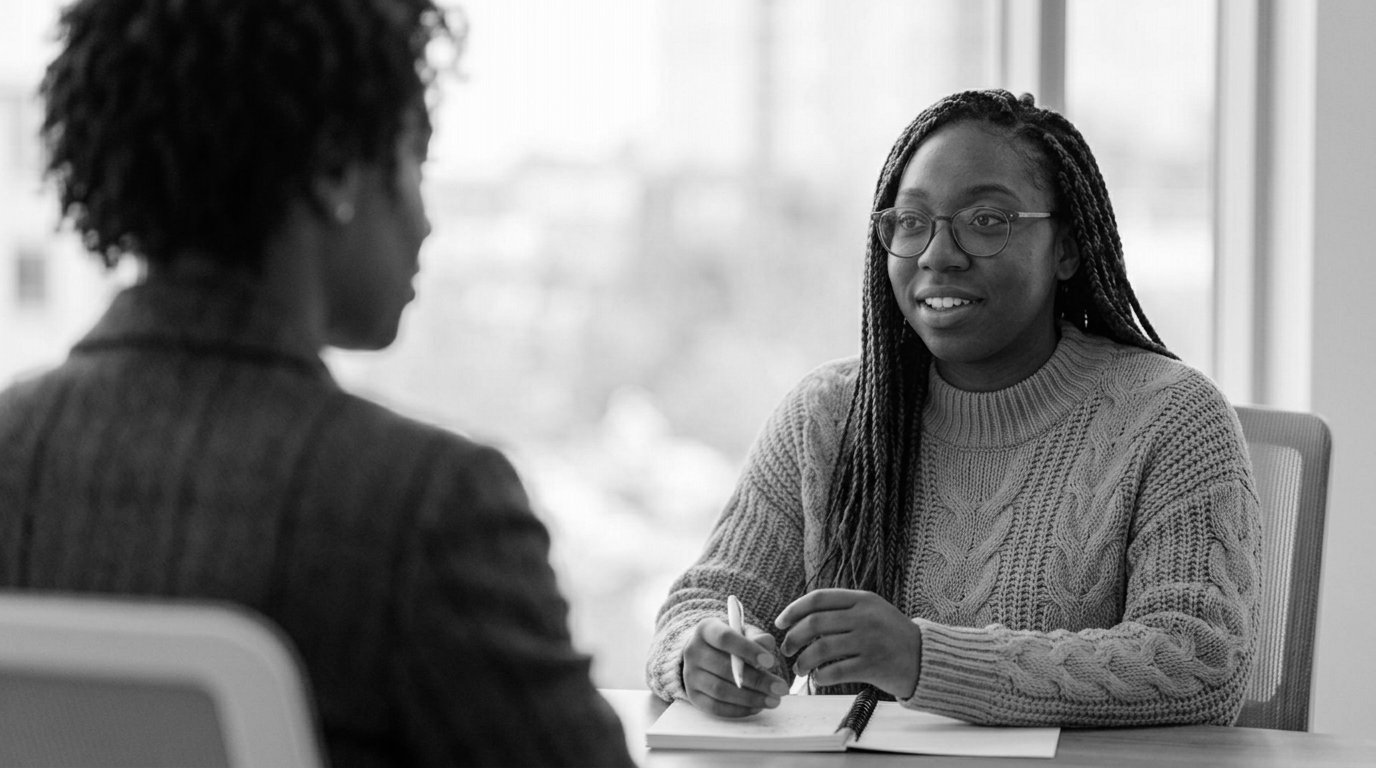 SaaS development process discovery phase — team conducting user interview before development.