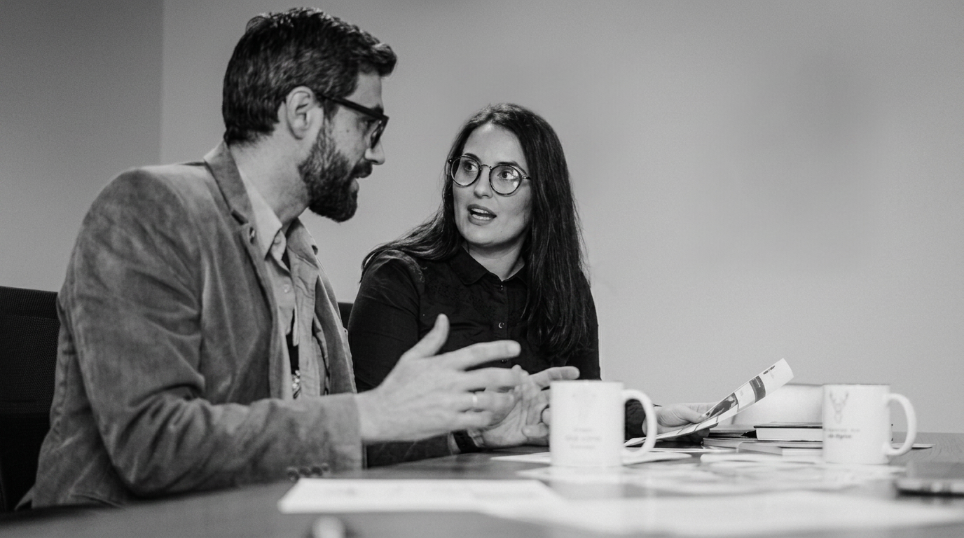B2B team aligning on a brand messaging framework in a strategy meeting