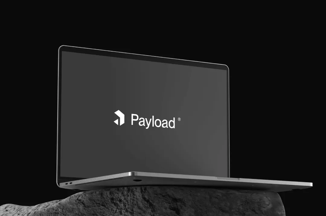 A laptop displays the logo and wordmark for Payload.