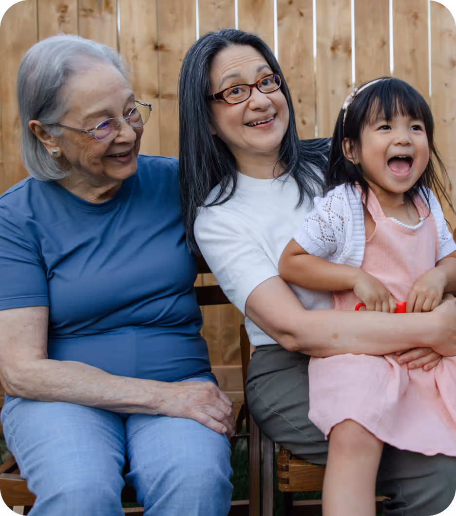 Three generations together - grandmother, mom, and daughter