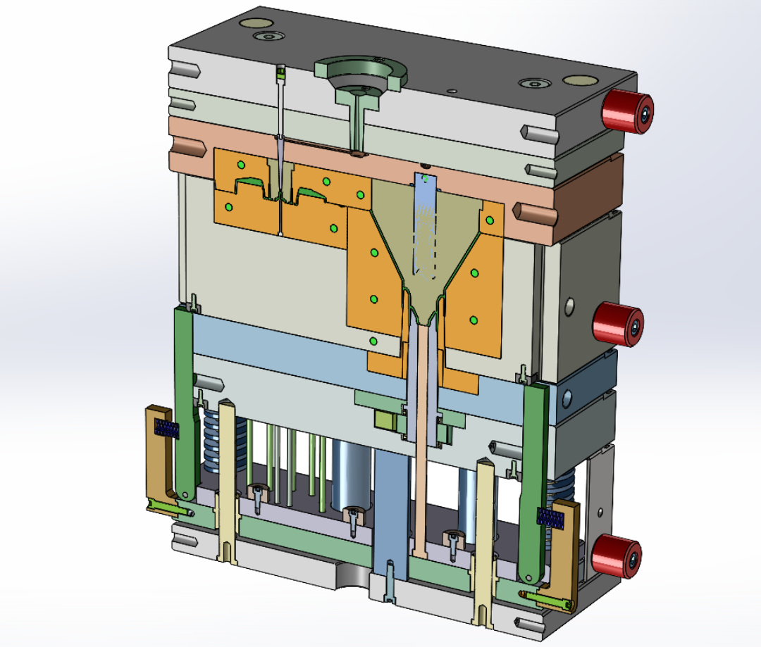 design of injection mould section view down the middle so you can see the inside