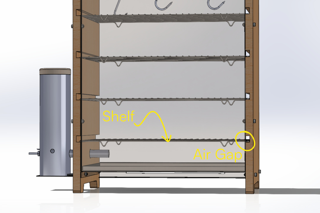 render of cold smoker enclosure showing design feature