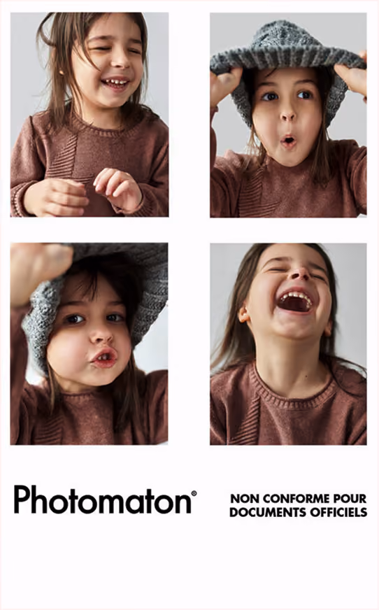 Planche de 4 photos fun Photomaton d'un enfant