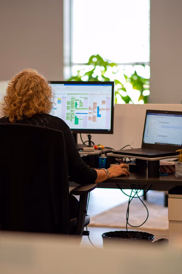woman working on a computer
