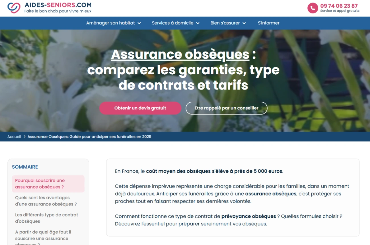 page produit assurance obseques