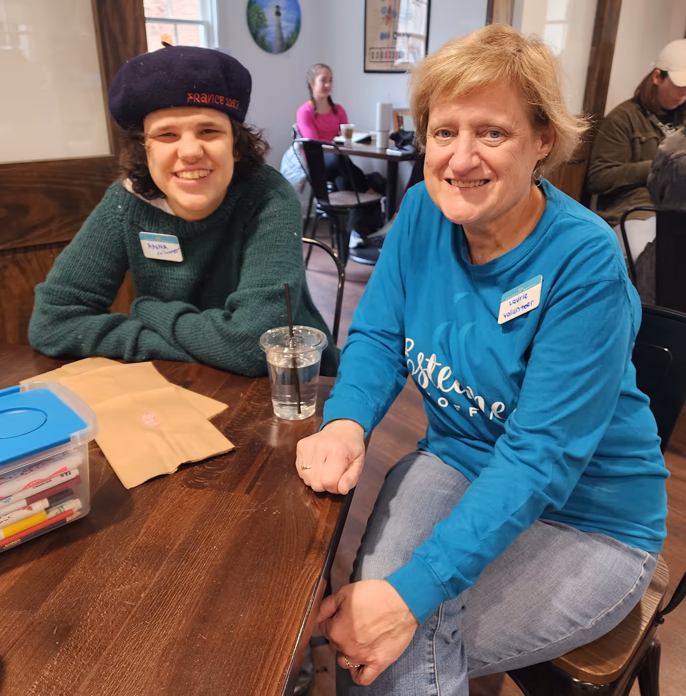 Volunteer guide Laurie, and Volunteer Anna