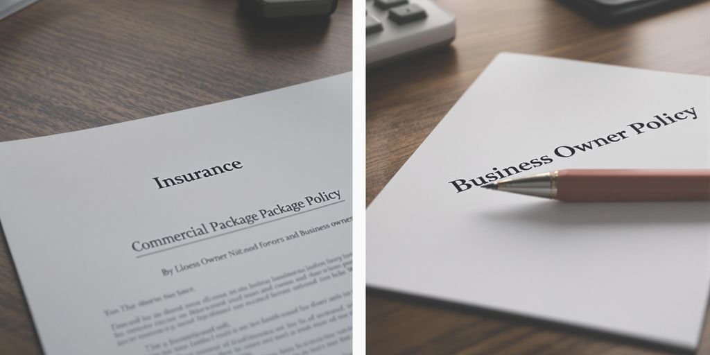 Two insurance documents on a wooden desk.