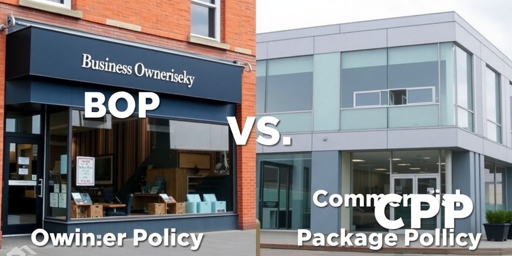 Split image of a small business and office building.