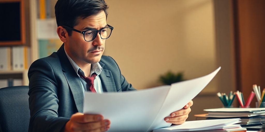 Business professional concerned about potential mistakes in office.