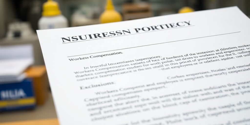Close-up of a workers compensation policy document.