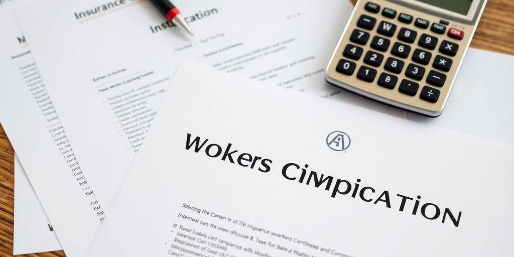 Documents and a calculator on a desk related to insurance.