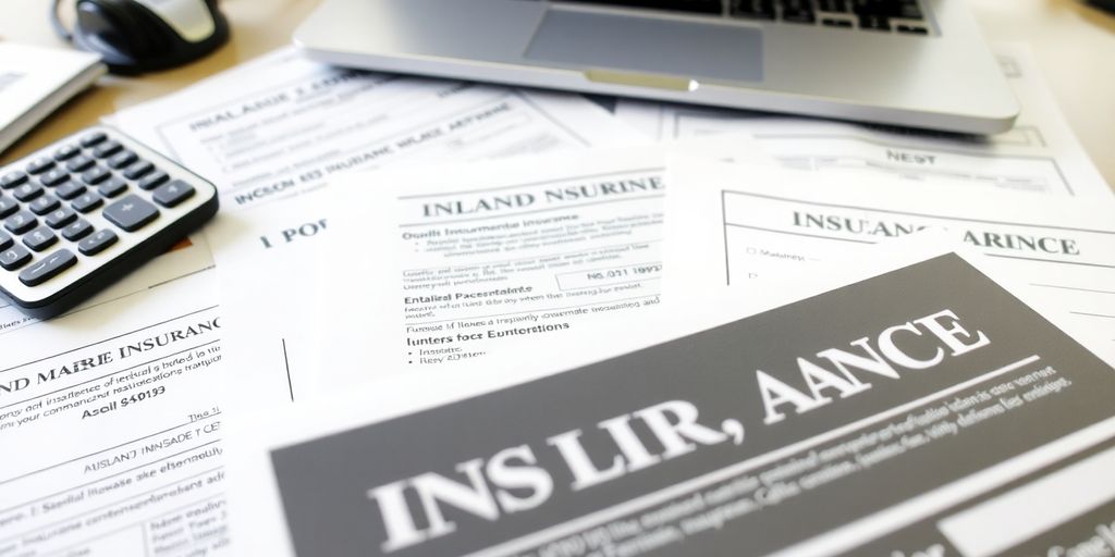 Insurance documents and tools on a professional desk.