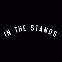 Curved white text reading 'IN THE STANDS' on a black background.