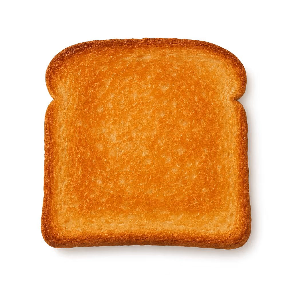 Single slice of evenly toasted golden brown bread on a warm brown gradient background.