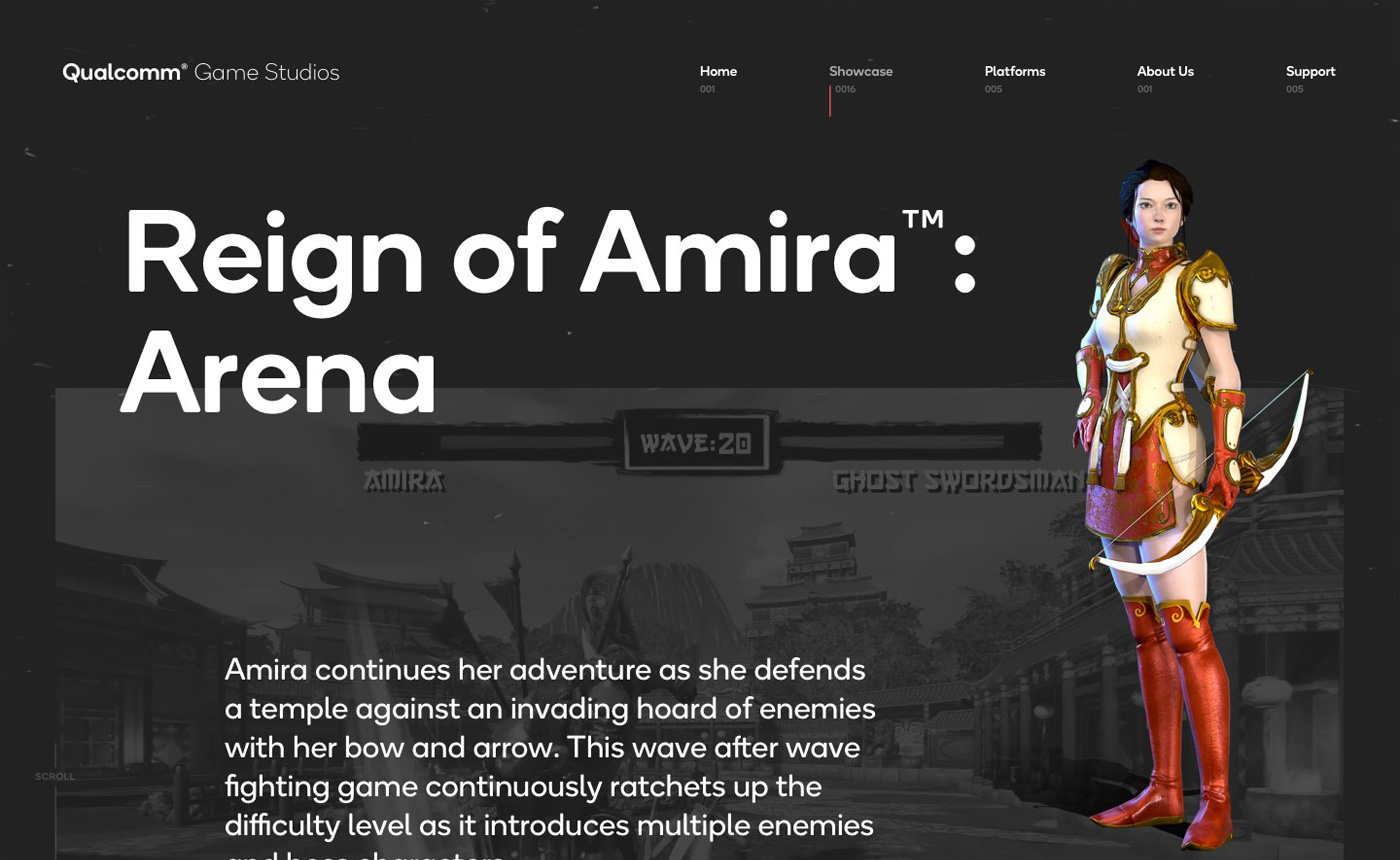 Game detail page for Reign of Amira: Arena with the heroine holding a bow