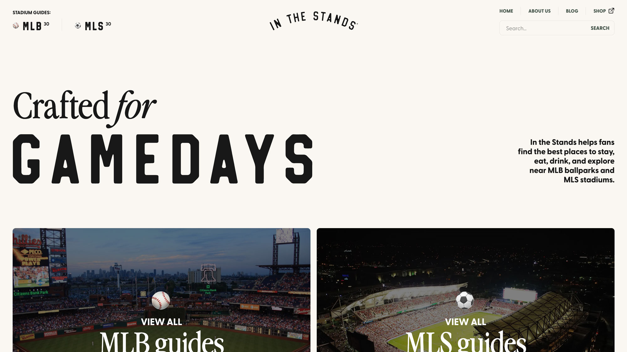 A screenshot of inthestands.co
