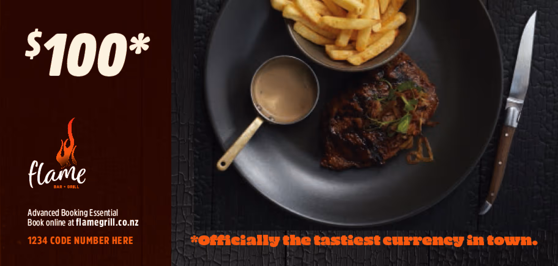 Screenshot of Flame Grill & Bar online presence or review, 2019