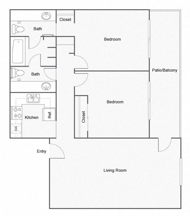 2 Bedroom 1.5 Bath