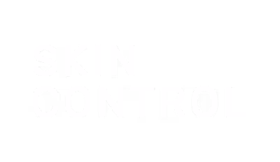 White text reading 'SKIN CONTROL' stacked on a black background.