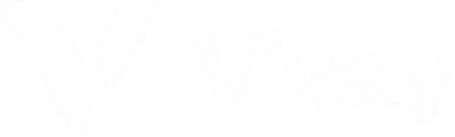 Vively company logo with stylized V symbol.