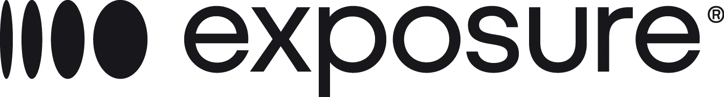 Exposure company logo with three oval shapes followed by the text 'exposure'.