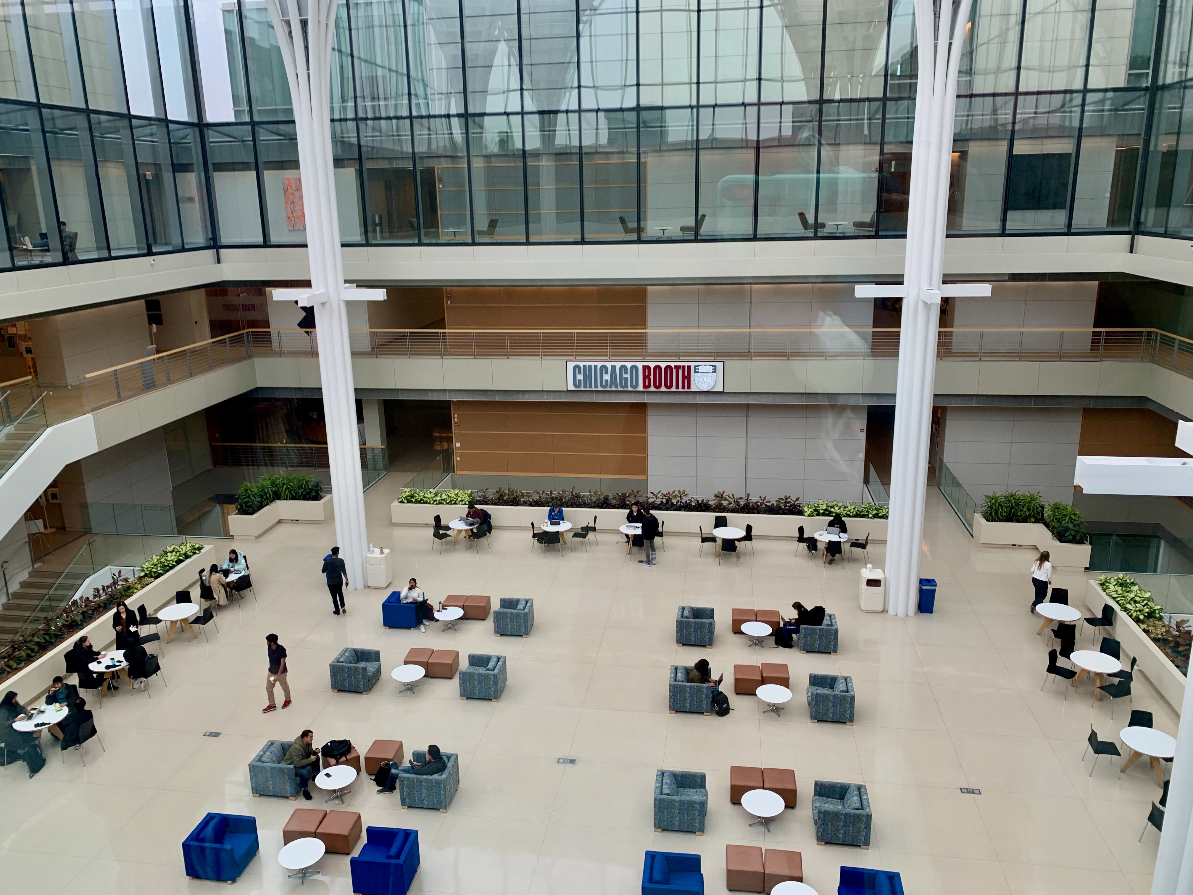 Atrium of the Harper Center, University of Chicago Booth School of Business, Chicago