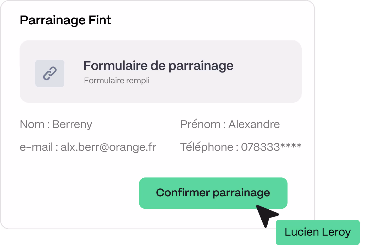 illustration du formulaire de parrainage