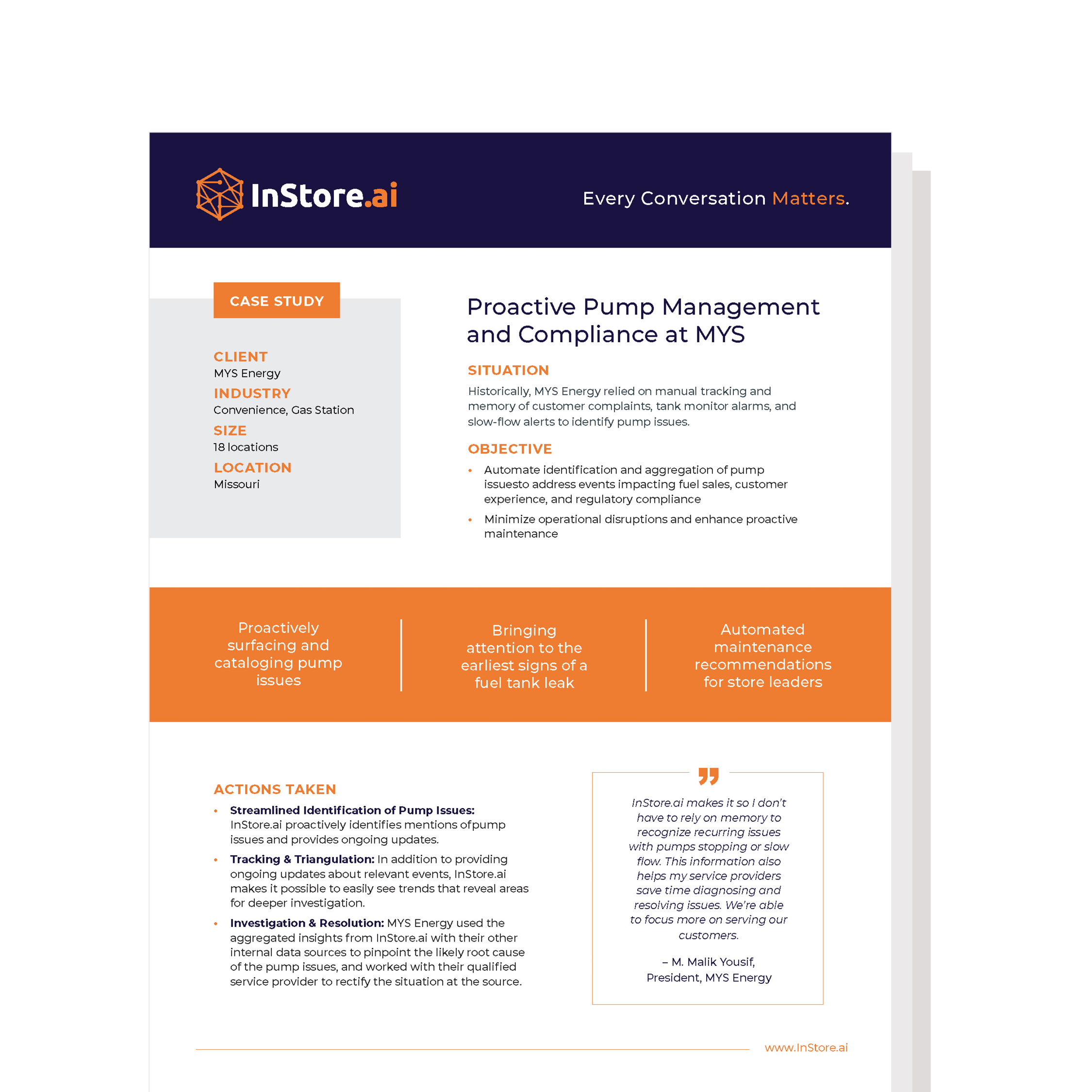 Proactive Pump Management and Compliance at MYS