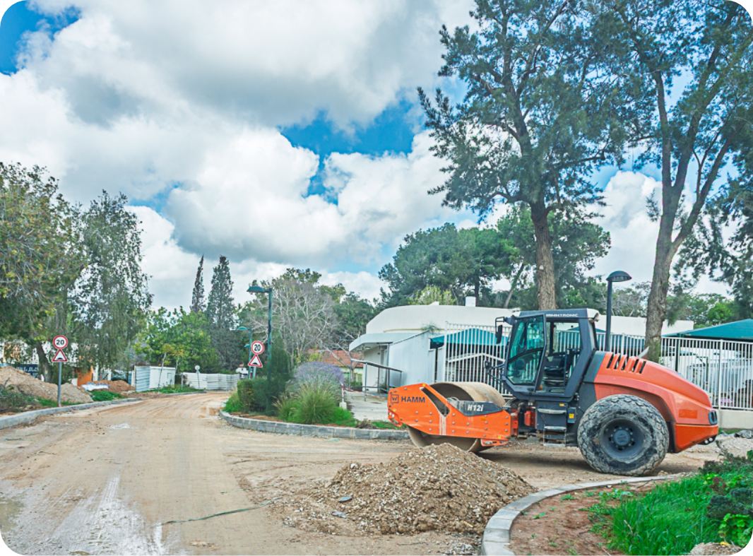 Aerial view of a Kibbutz Be'eri rebuilding and recovery.