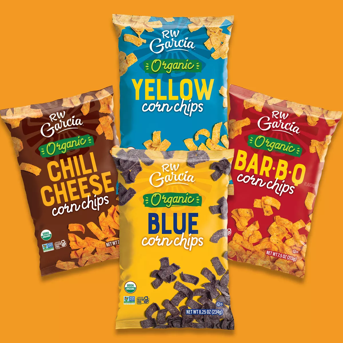 Bags of RW Garcia Chips displayed