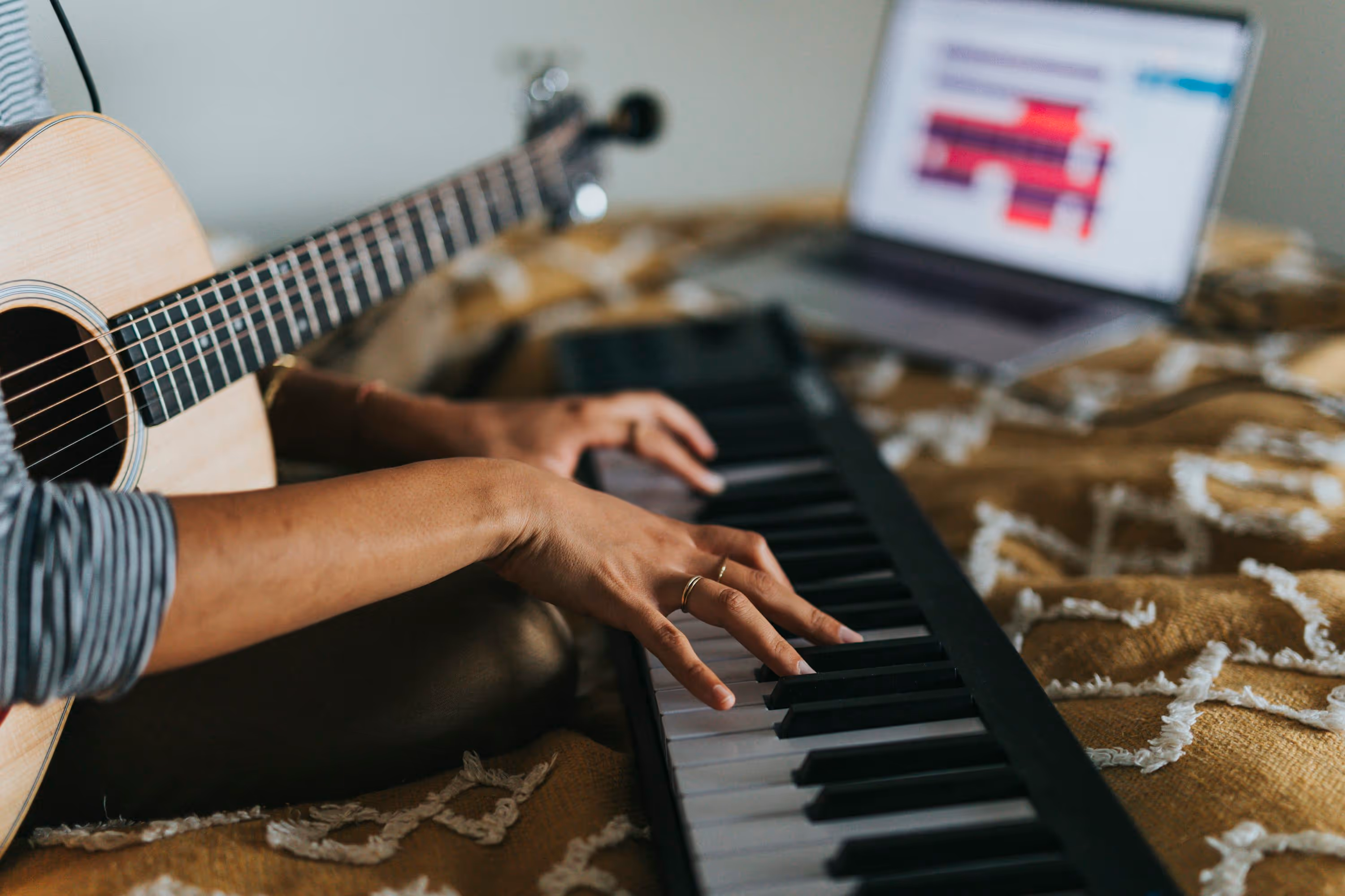 person playing black and white piano