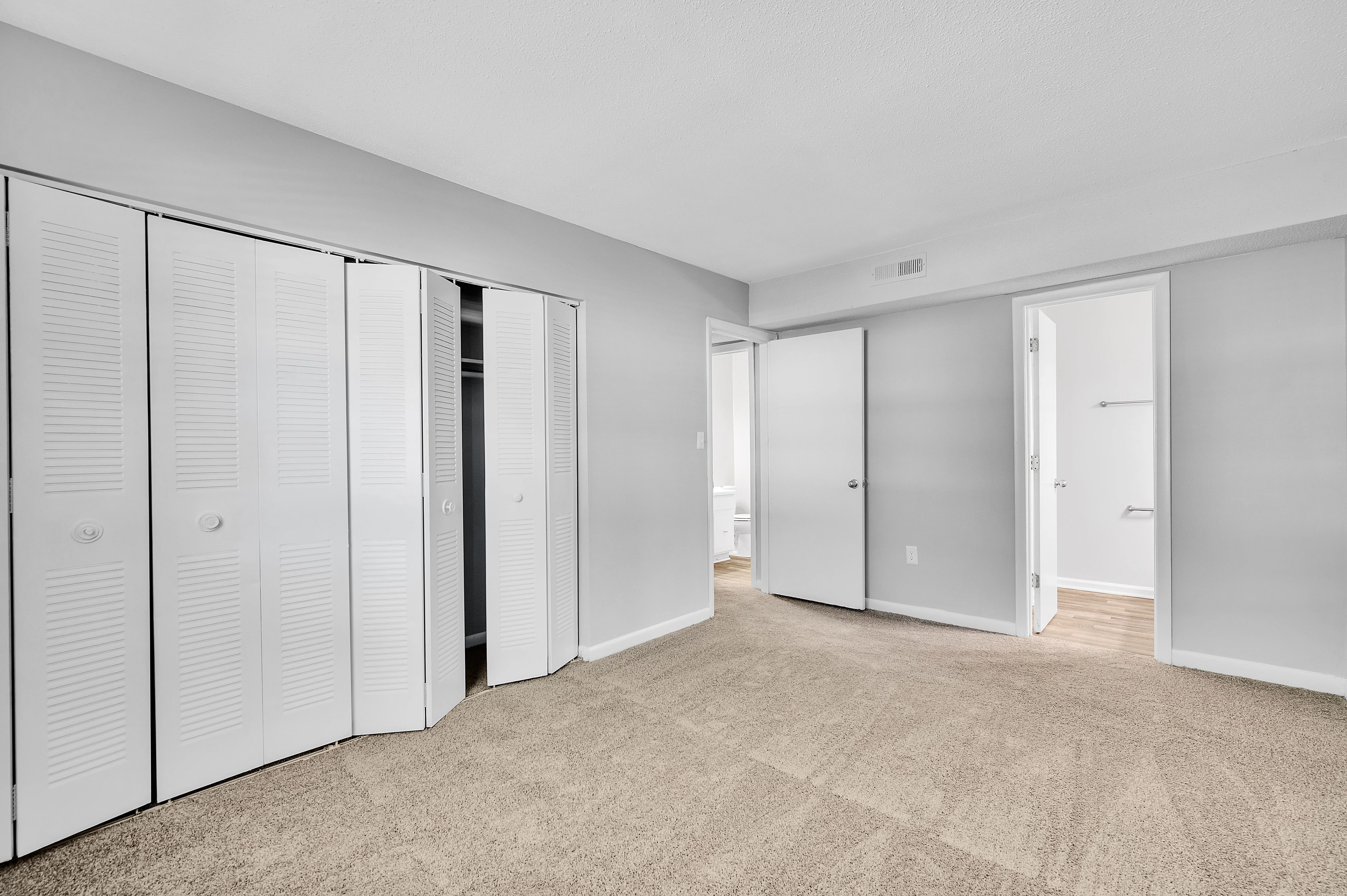 Room with carpet floor and closet