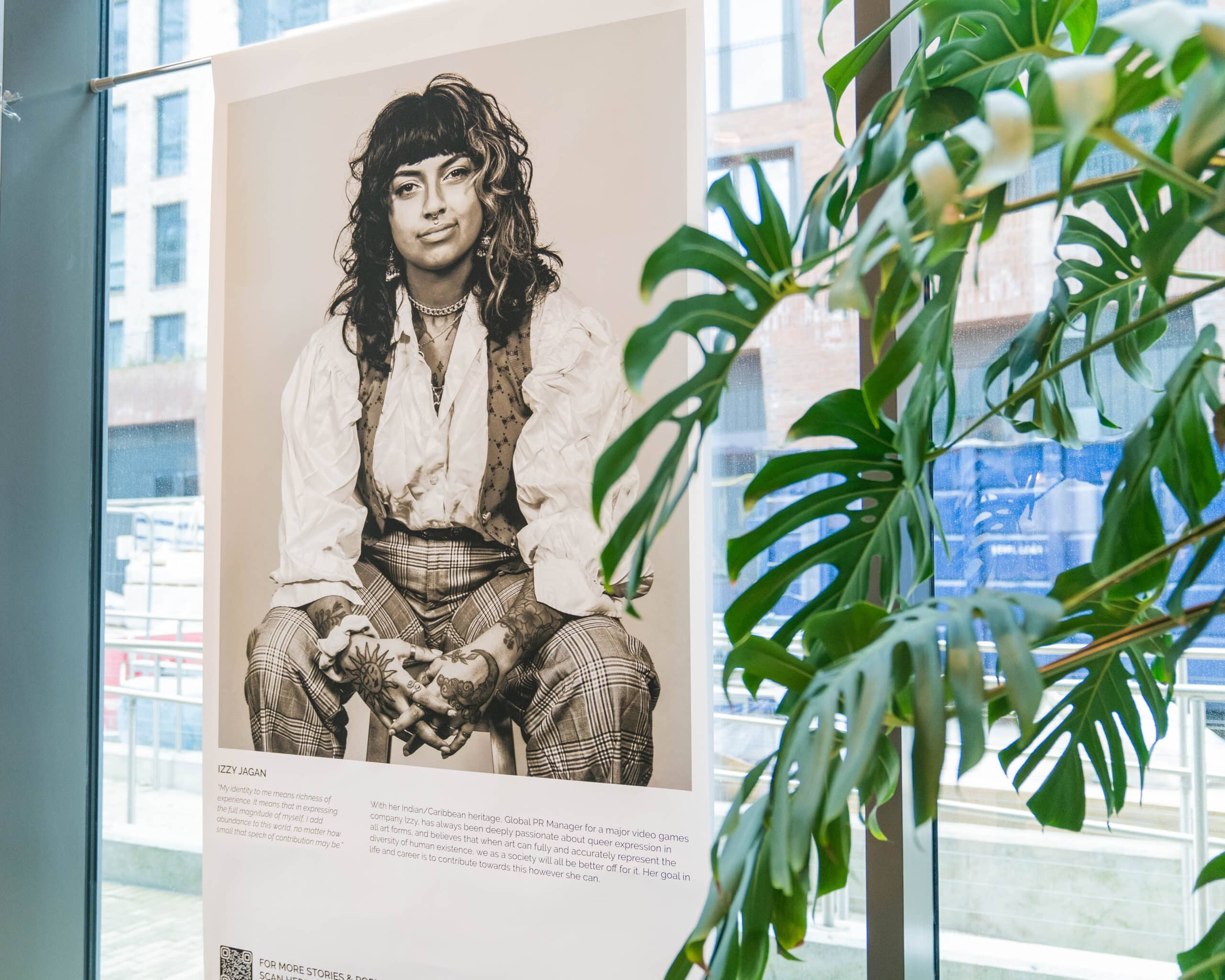 Photo of Chris Jepson's Identity Project Exhibition at Plus X Brighton, showcasing LGBTQ+ members of the Brighton community. 