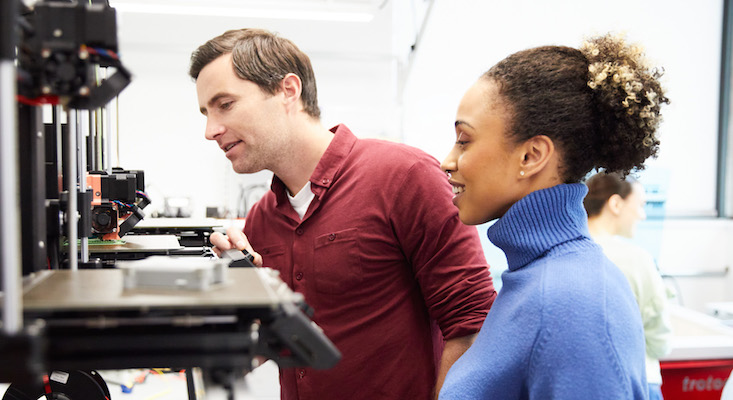 Man working in workshop on a prototype