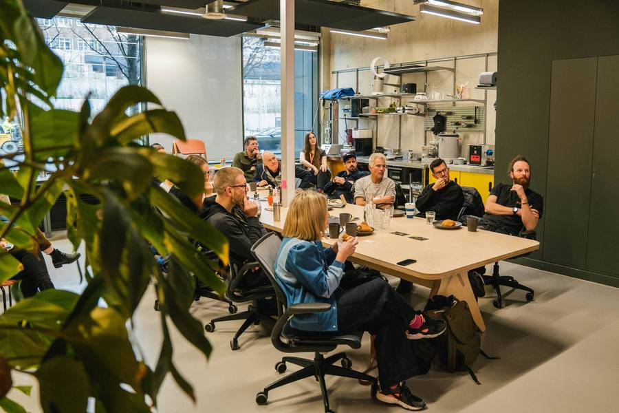 Product Foundry programme participants sat together in the Plus X Innovation Brighton workshop