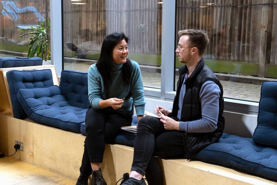 Programme members talking at CRL